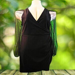 Shein Curve 4XL Black Mesh Sleeve Wrap Dress Party Cocktail Plus Size 24W 26W